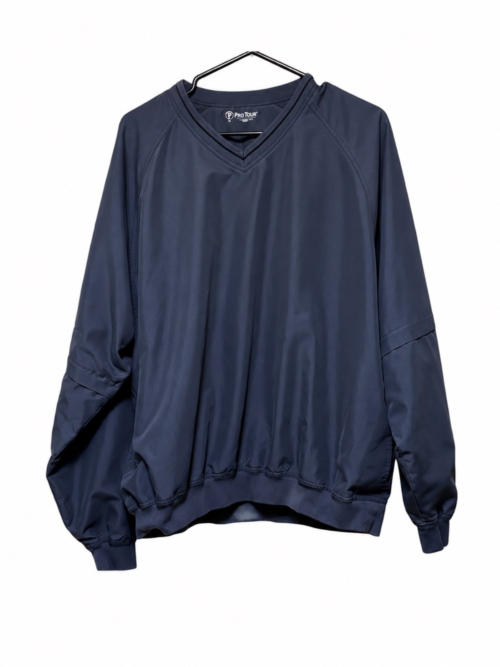 Pro Tour Performance Golf Windbreaker Pullover Mens L Navy Blue V-Neck